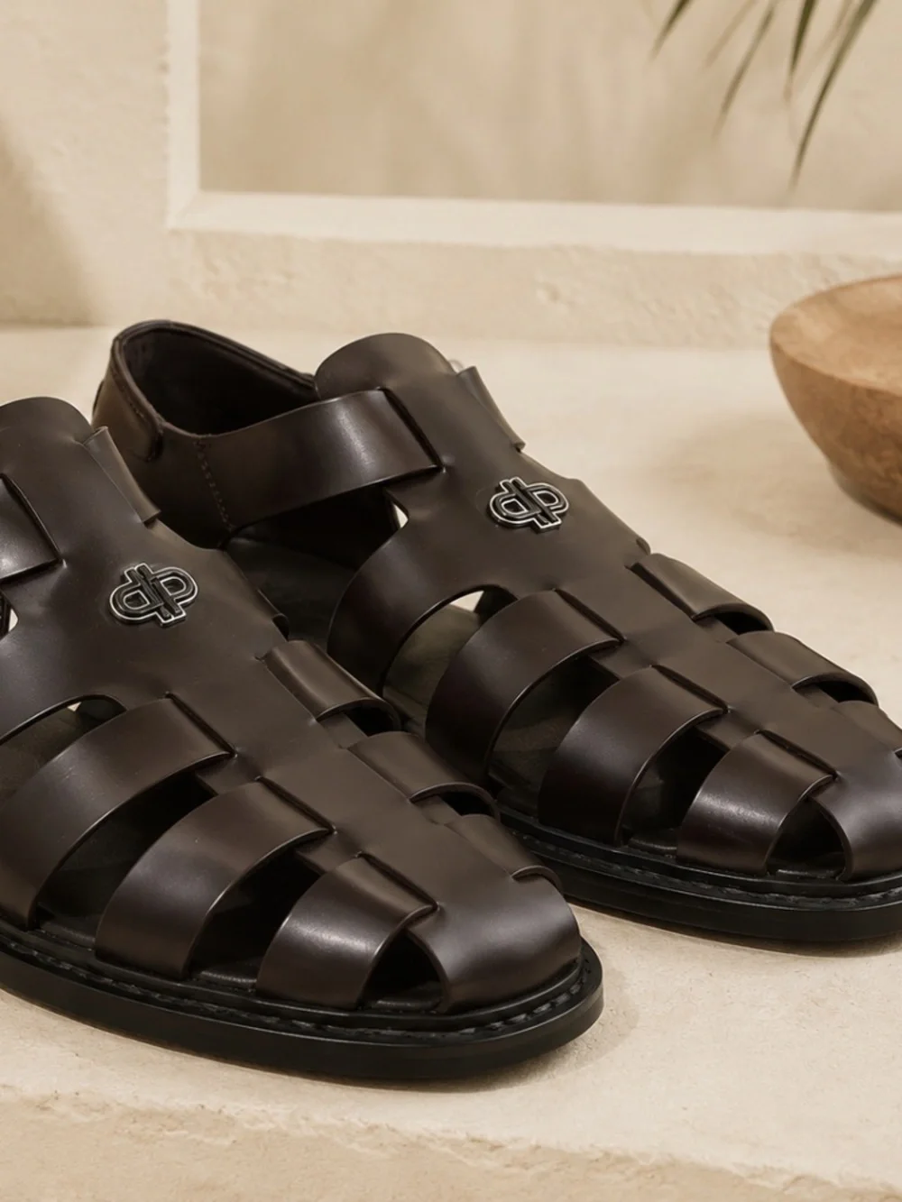 Pedro Men's Brown Leather Fisherman Sandals EU 43 US 10 NWOT